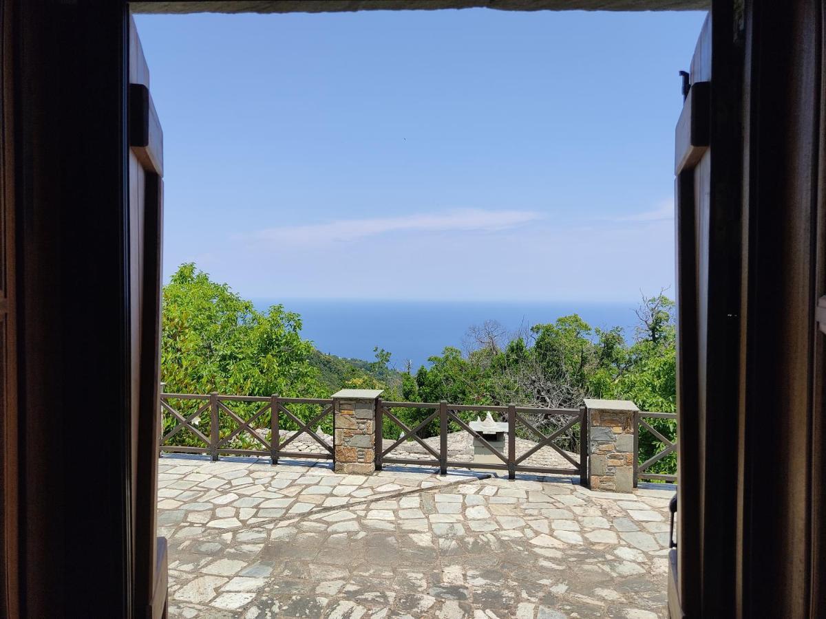 Vila Cozy Blue Stone House With A Great Sea View. Tsagarada Exteriér fotografie